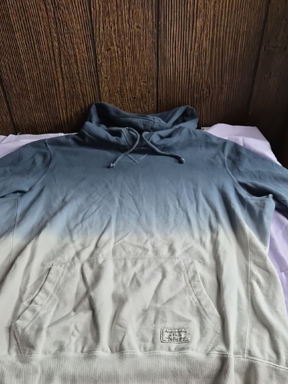 Abercrombie & Fitch Two-Tone Ombre Pullover Hoodie - Blue to Cream